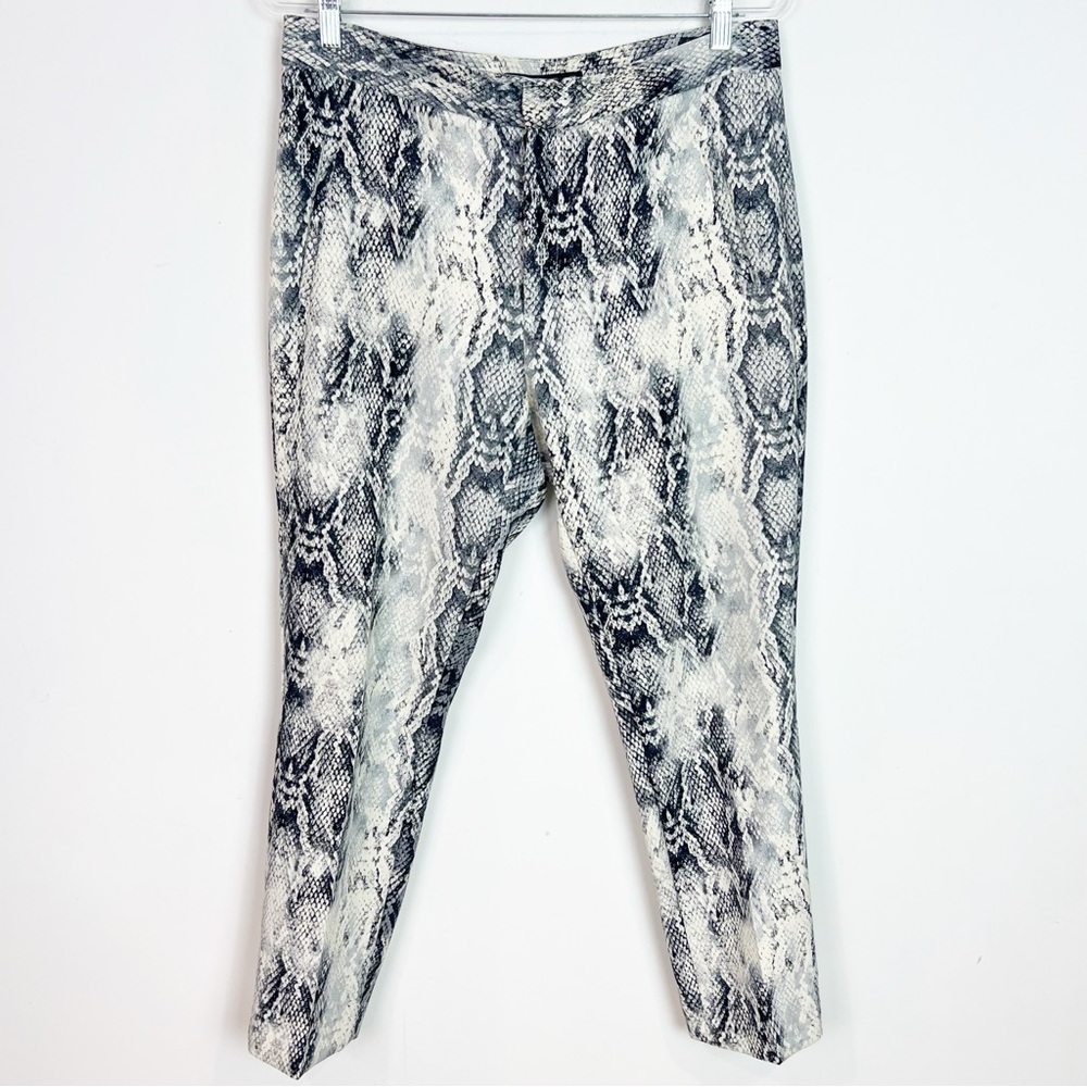 ZARA BASIC BLACK GRAY SNAKESKIN PRINT FLAT FRONT … - image 3